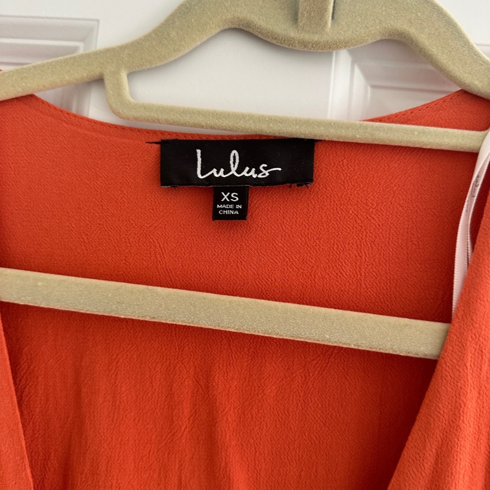Lulu's Vibrant Orange Ruffle Mini Dress - Picture 2 of 3